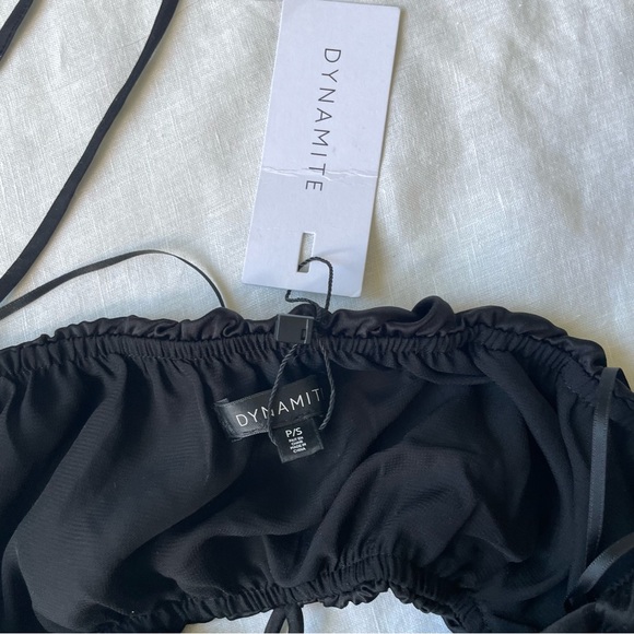 Dynamite Black Ruched Bandeau Top - Picture 3 of 4